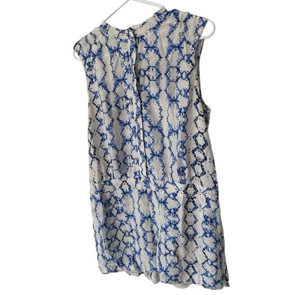 Rebecca Taylor Blue White Exclusive Tie-Dye Satin Sleeveless Short Romper Size 8 - Picture 7 of 12